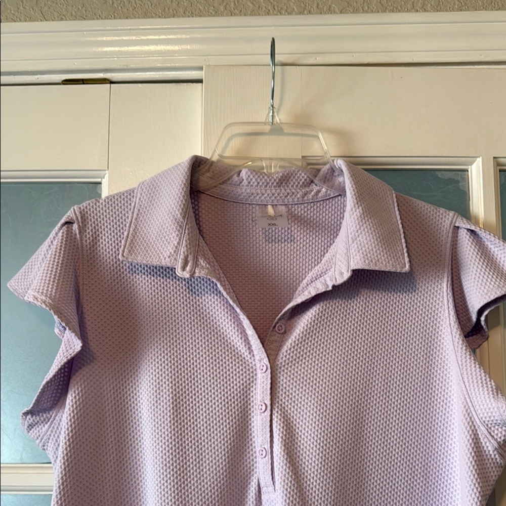 CALIA by Carrie Underwood Pink Fitted Polo Blouse - Picture 3 of 4